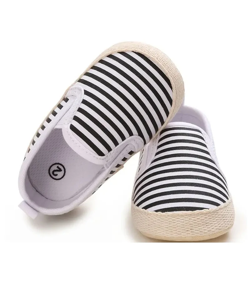 Mocassins premiers pas en Coton Motif Rayures
