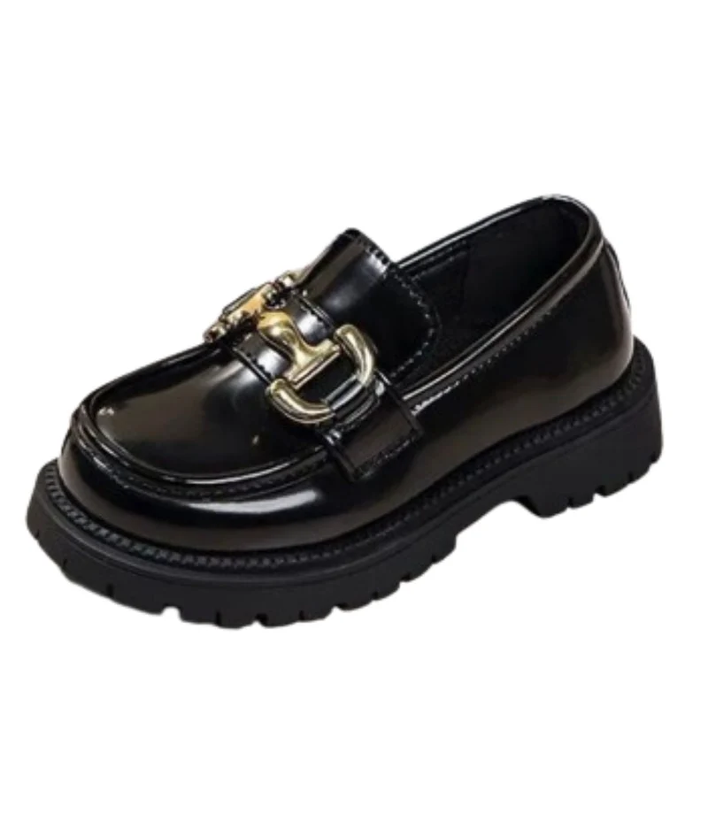 Mocassins Vernis Avec Une Chaîne Brillante Pour Fille