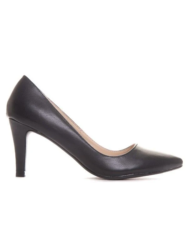 Escarpin noir mat avec talon fin et bout pointu