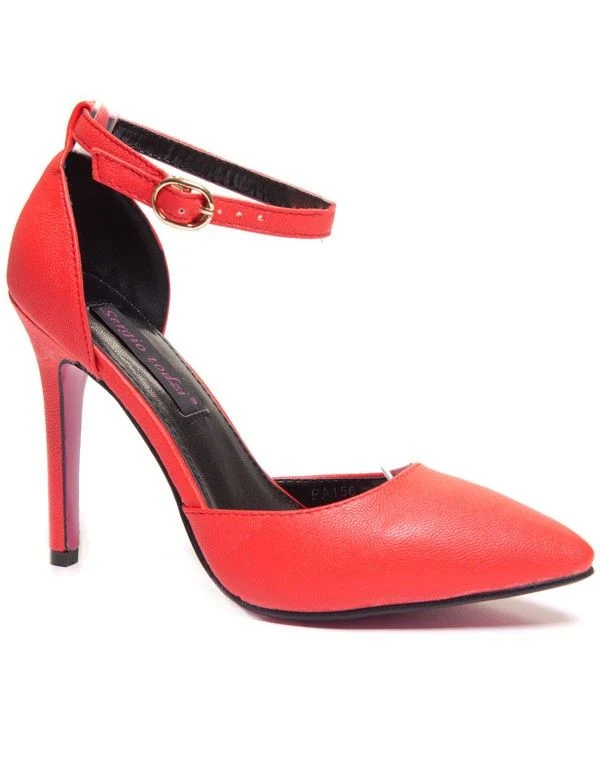 Escarpin rouge à découpe avec talon fin