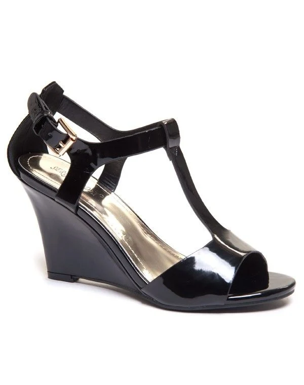 Chaussure femme: Sandales compensées noires