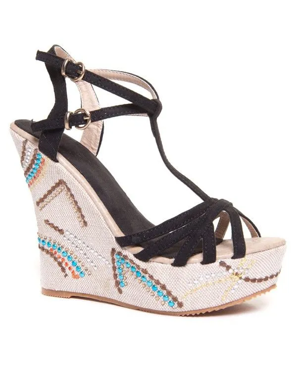 Chaussures femme Belluci: Espadrilles noires compensées