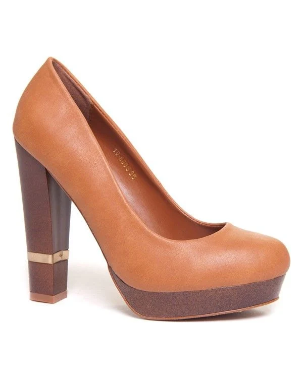 Chaussures femme Bellucci: Escarpins camel à talons épais
