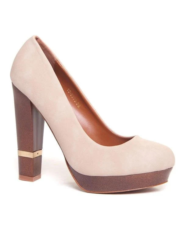 Chaussures femme Bellucci: Escarpins beiges à talons épais