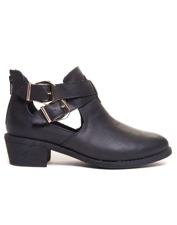 Bottines noire ouverts à boucles dorées Bellucci