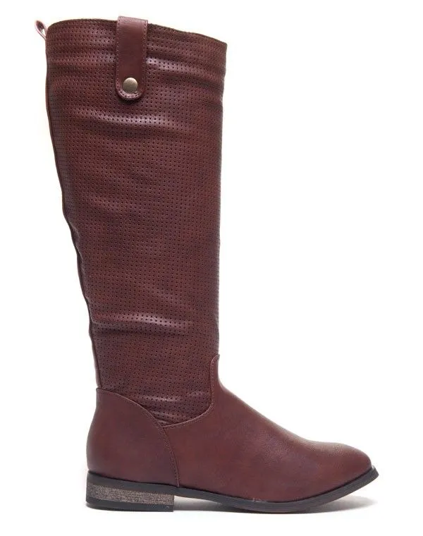 Chaussure femme Ideal : Bottes marron perforées