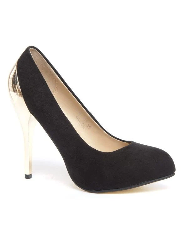 Escarpins femmes Bai Wei noir à talons stiletto or