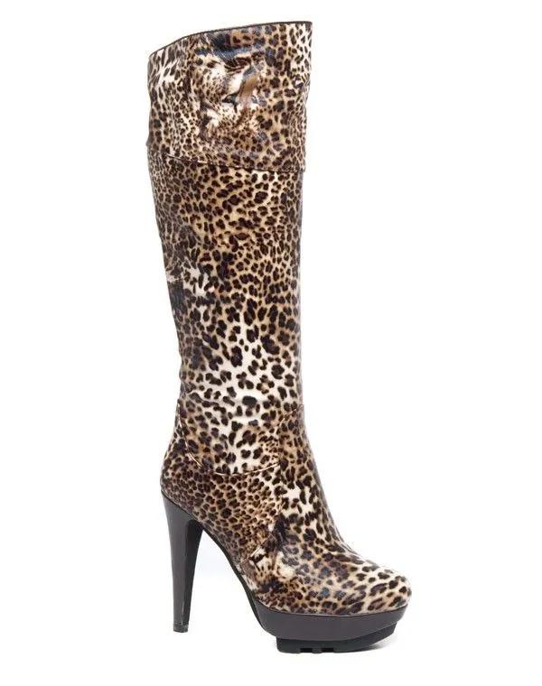 Bottes imprimé panthère Sunrise C. marron