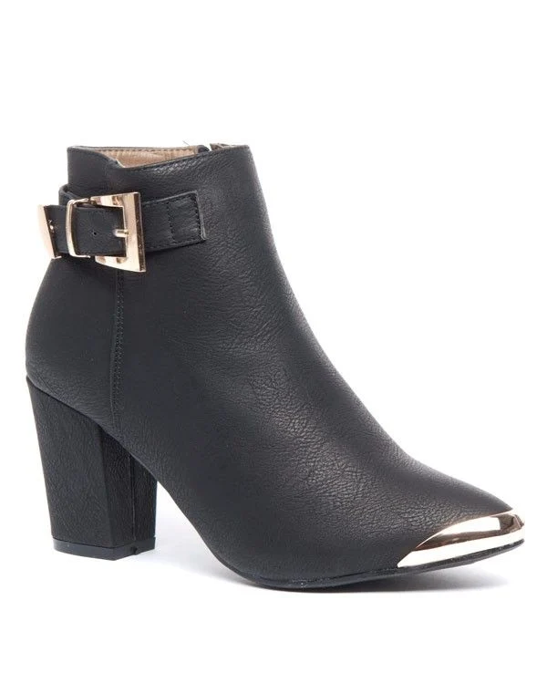 Bottine noire Like Style à boucle et bout doré