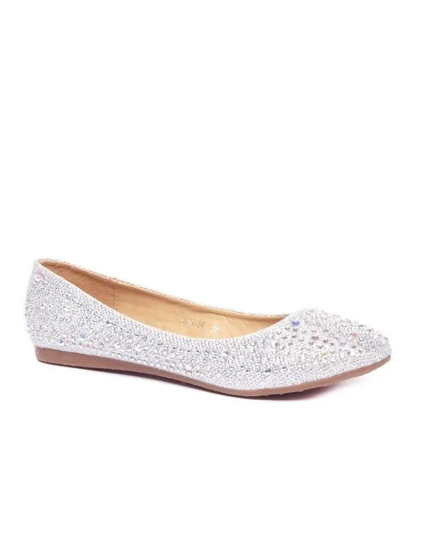 Ballerines femme argentées avec paillettes et strass Style Shoes