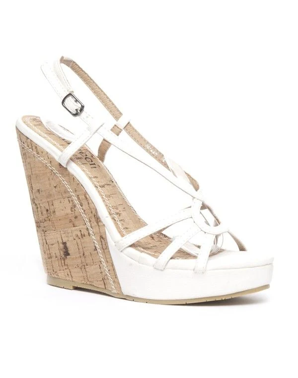 Chaussure femme Bellucci: Escarpin compensé ouvert blanc