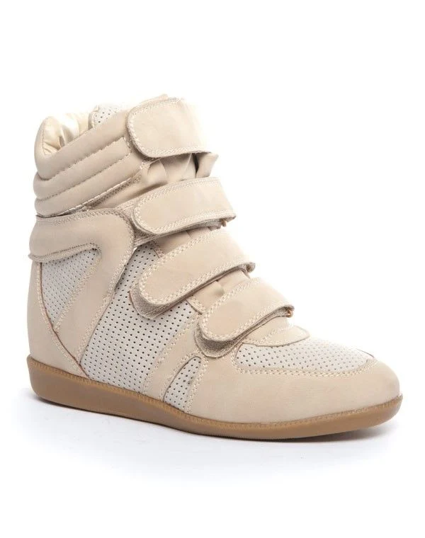 Chaussure femme Cocoperla: Basket compensée montante beige