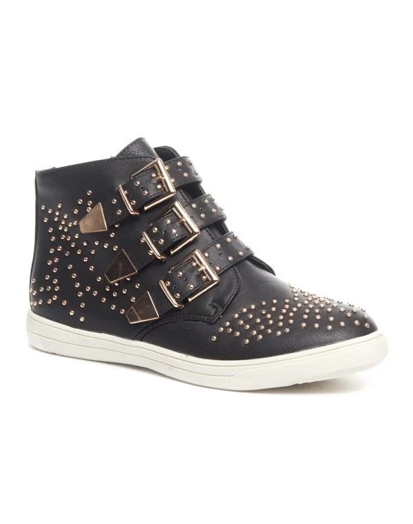 Chaussures femme Cocoperla: Basket cloutée noire