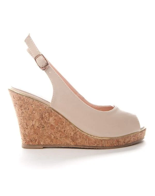 Chaussures femme Alicia: Escarpins compensées - beige