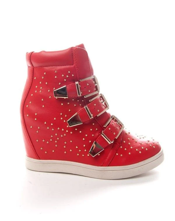 Chaussure femme Sinly: Basket compensée - rouge