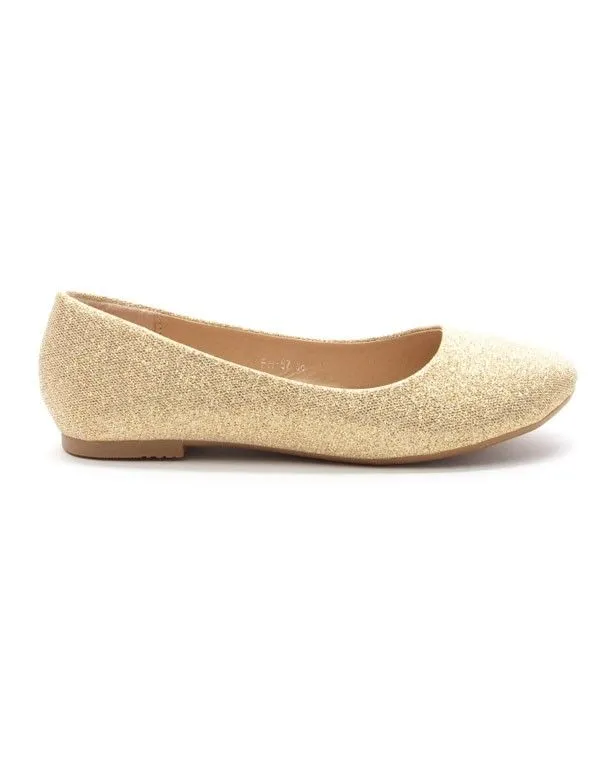 Chaussures femme Style Shoes: Ballerine pailletée or