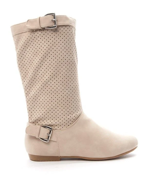 Chaussure femme Alicia: Botte perforée - beige