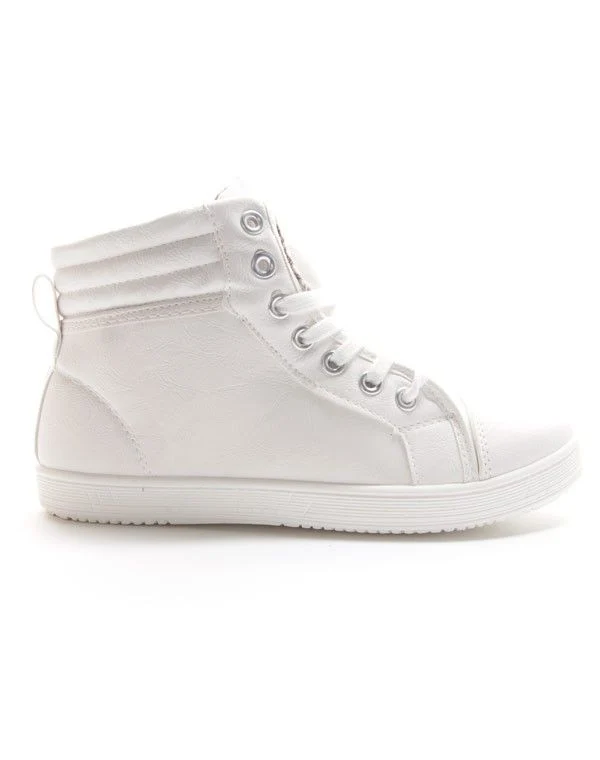 Chaussure femme Style Shoes: Basket montante - blanc