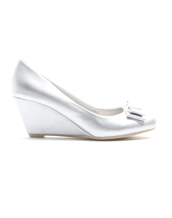 Chaussure femme Alicia Shoes: Escarpin compensé - argent