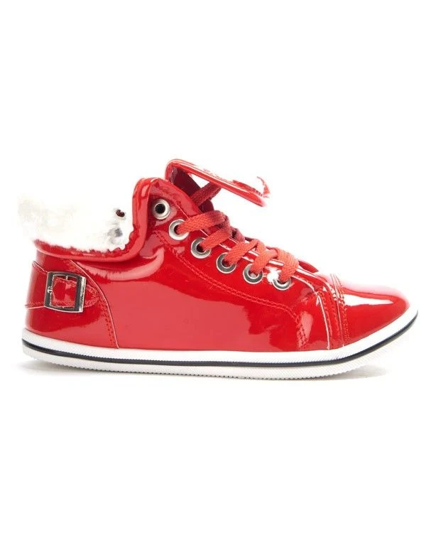 Chaussure femme Libra Pop: Basket vernis fourré - rouge