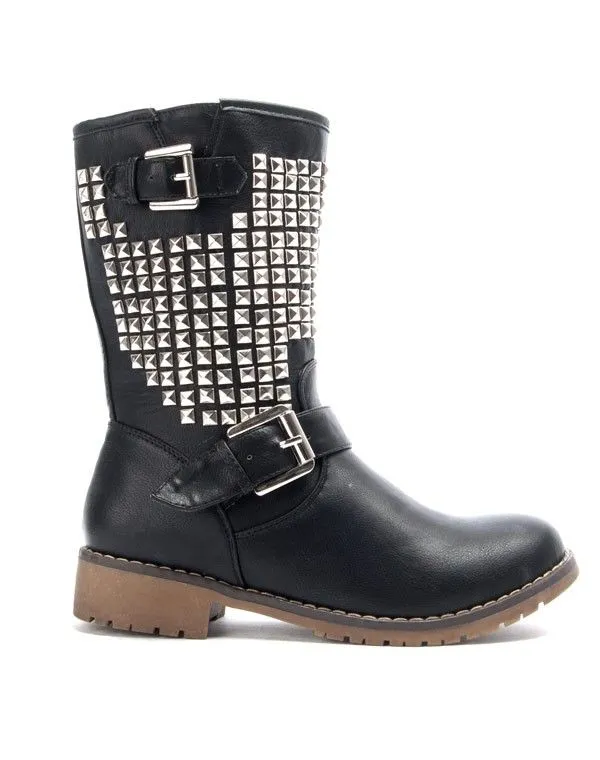 Chaussure femme Bo'aime: Botte clouté - noir
