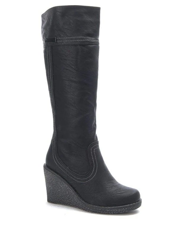 Chaussure femme Sunrise C: Botte talon compensé noire