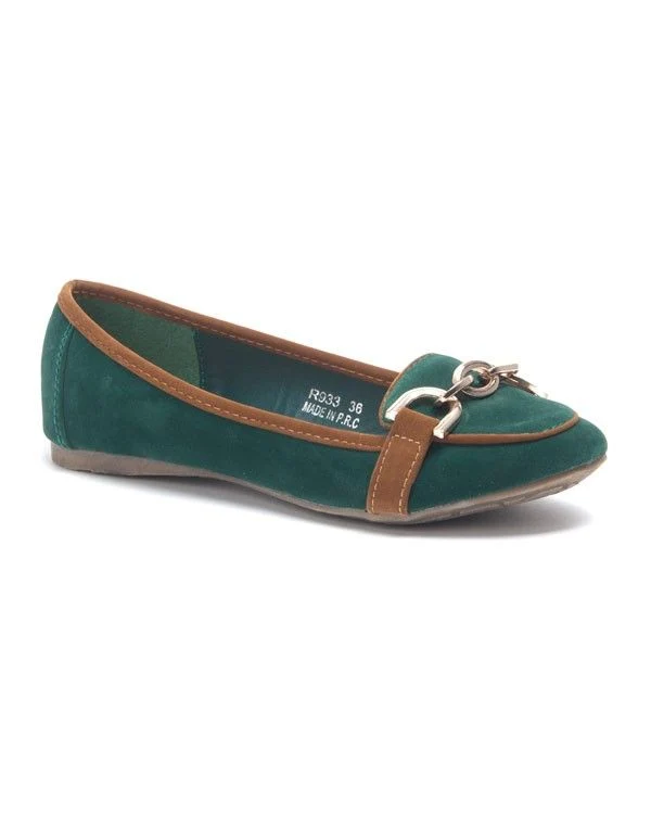 Chaussure femme: Ballerine style mocassin vert