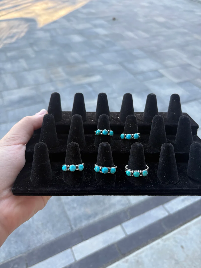 three stone turquoise rings