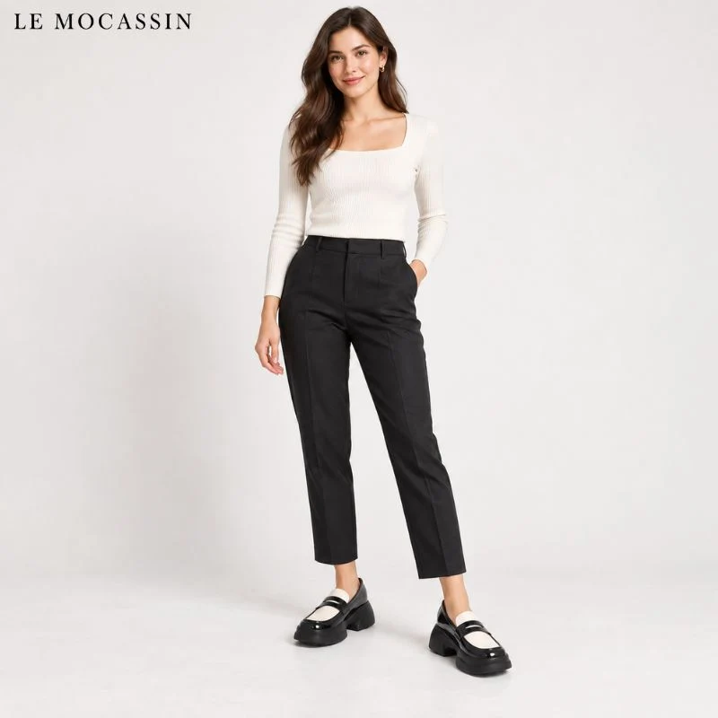Mocassins Vernis Bicolores À Semelle Épaisse