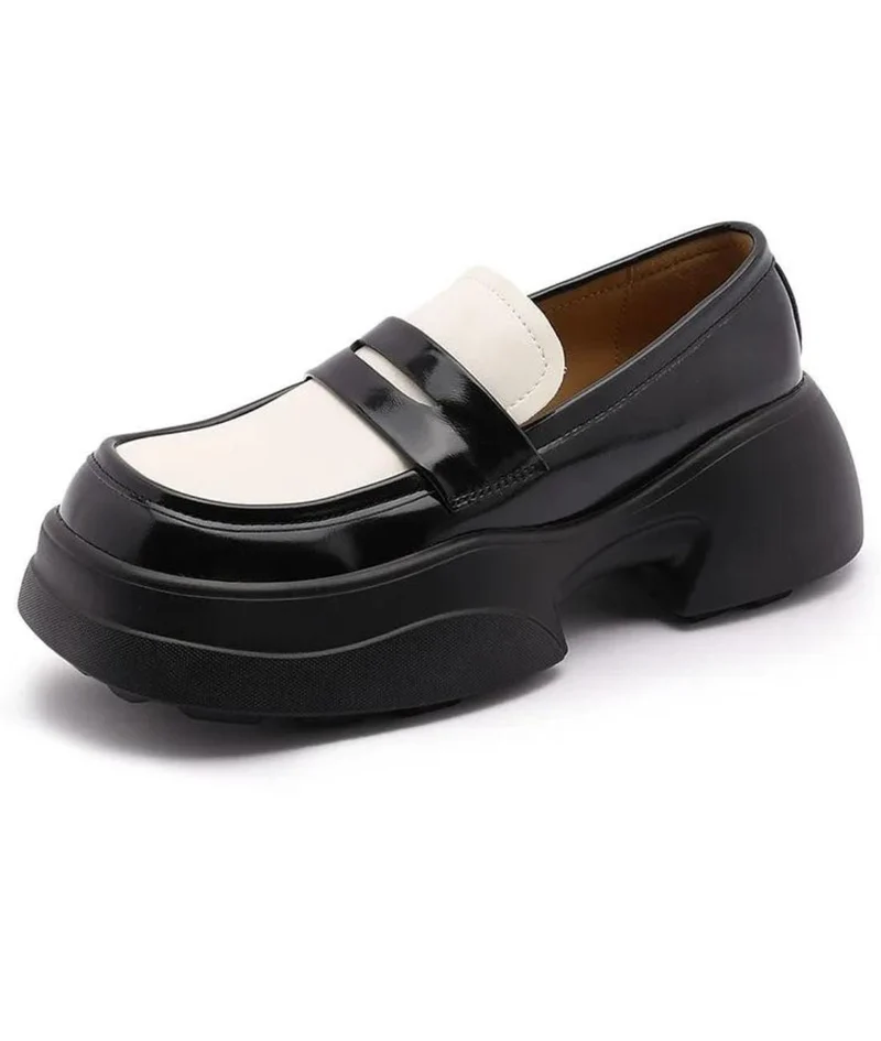 Mocassins Vernis Bicolores À Semelle Épaisse