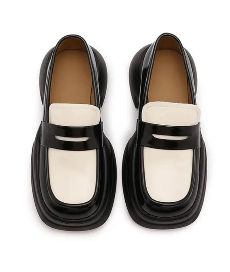 Mocassins Vernis Bicolores À Semelle Épaisse