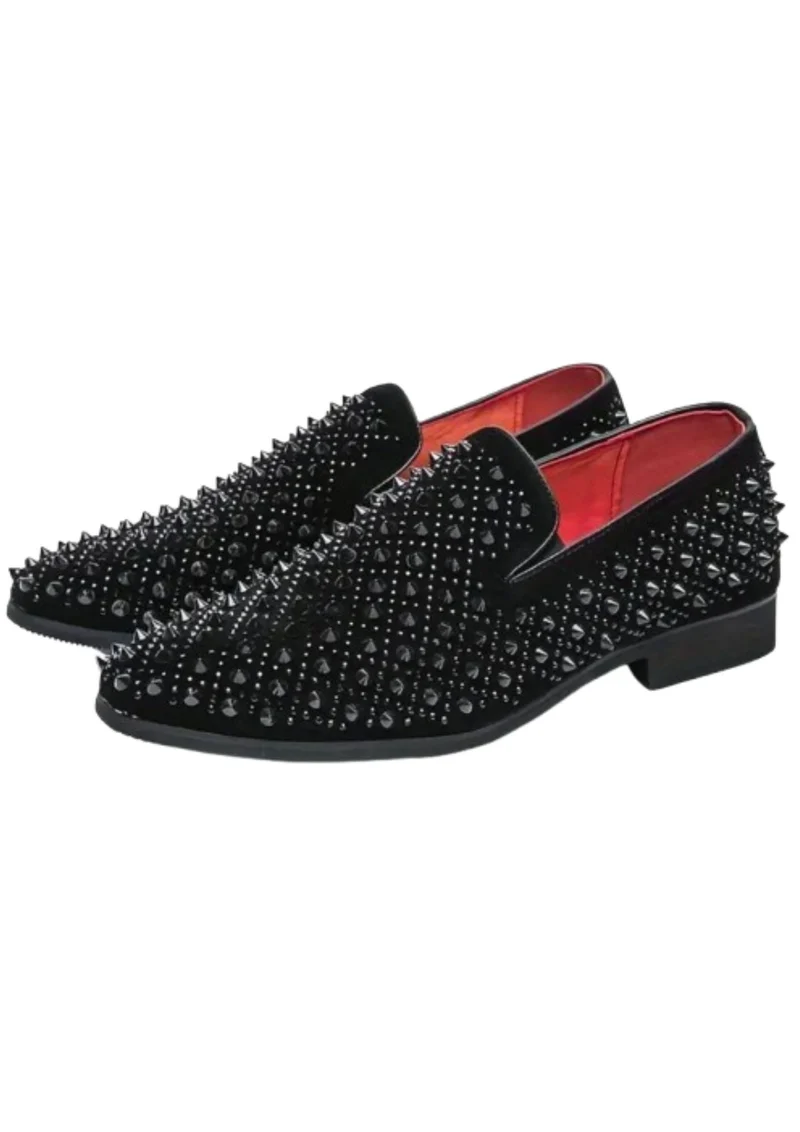 Mocassins Vernis Noirs Pour Hommes À Piques