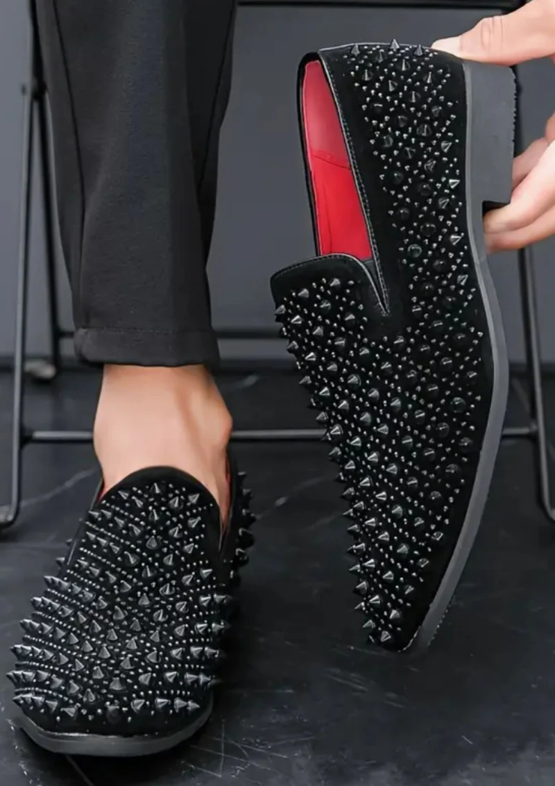 Mocassins Vernis Noirs Pour Hommes À Piques
