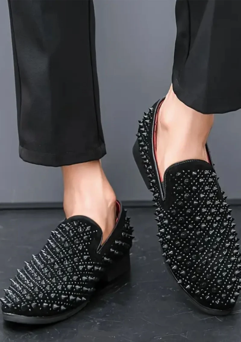 Mocassins Vernis Noirs Pour Hommes À Piques