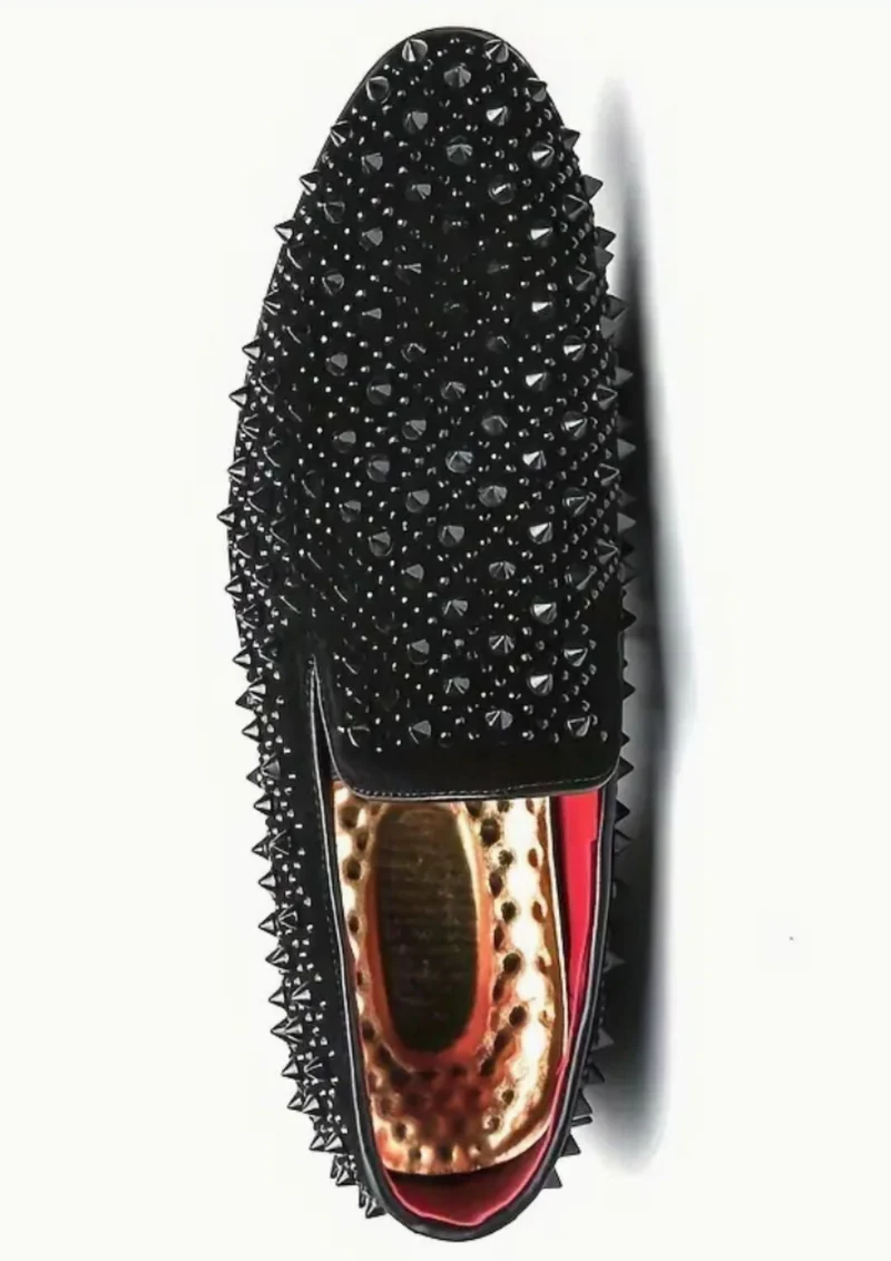 Mocassins Vernis Noirs Pour Hommes À Piques