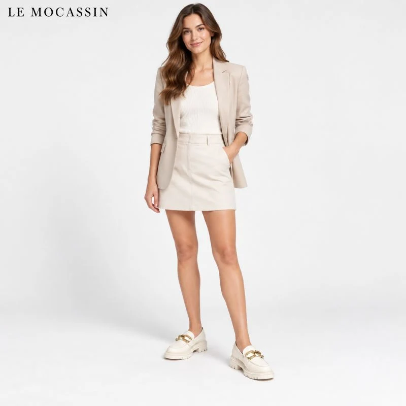 Mocassins Vernis À Semelle Épaisse et Grosse Boucle
