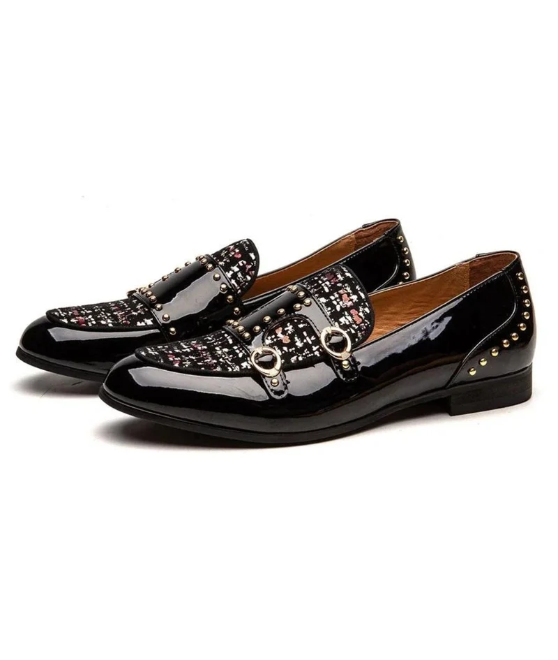 Mocassins Vernis De Luxe À Paillettes Pour Hommes