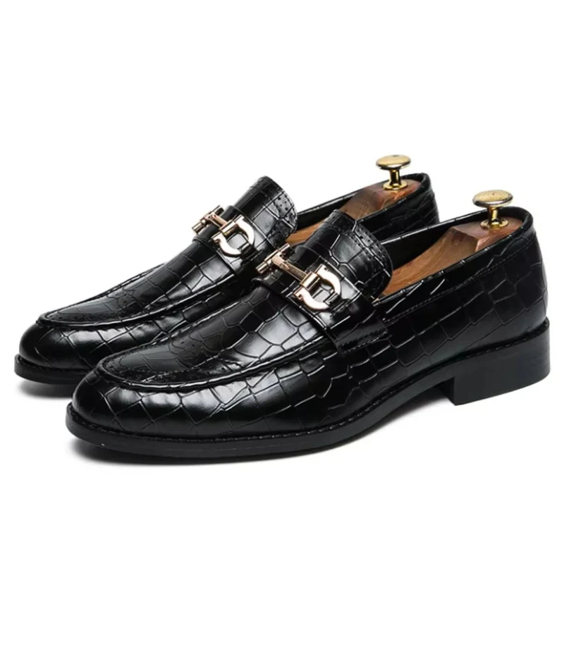 Mocassins Vernis Noir Et Doré Pour Hommes