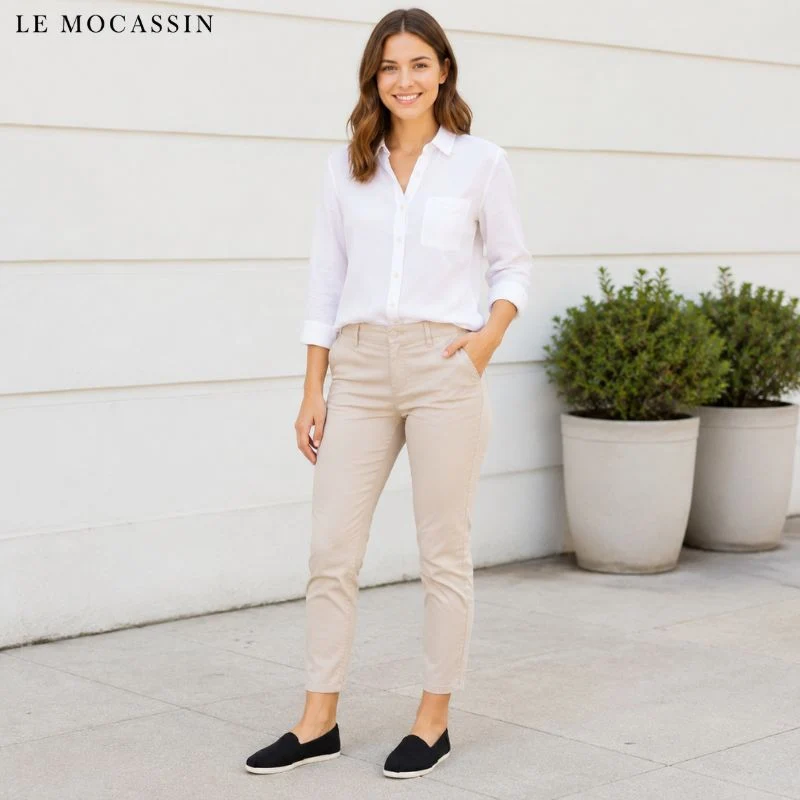 Mocassins Souples Respirants En Tissu Pour Femme
