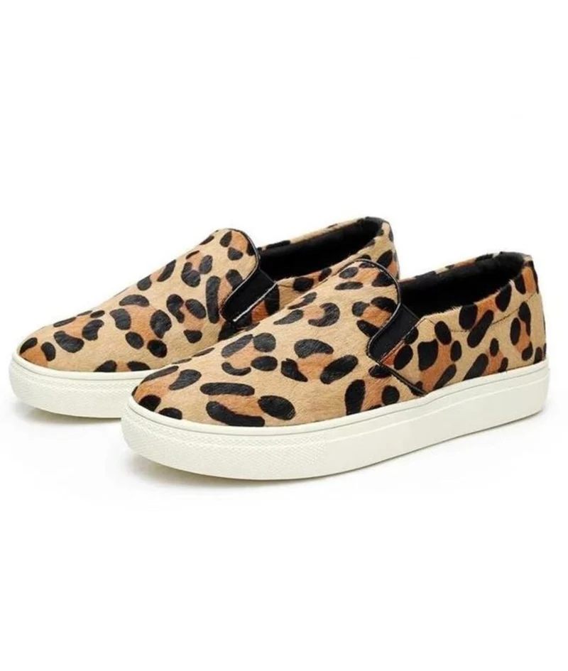 Mocassins Streetwear À Plateforme Motif Léopard