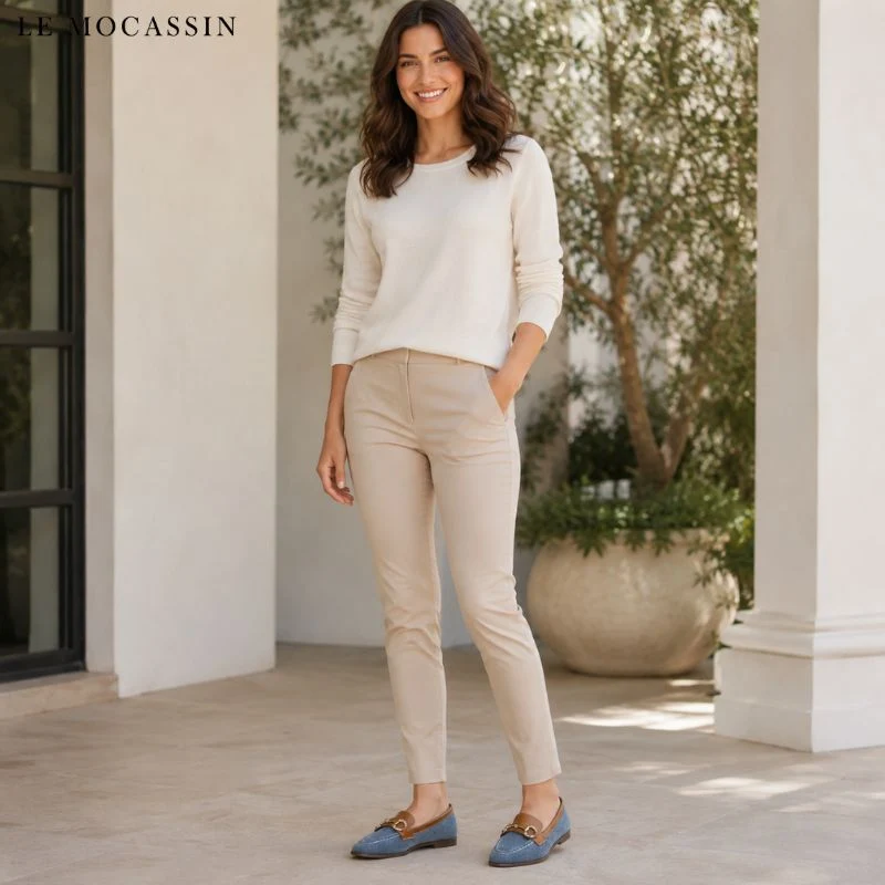 Mocassins Souples Style Bateau En Jean Bleu Pour Femme