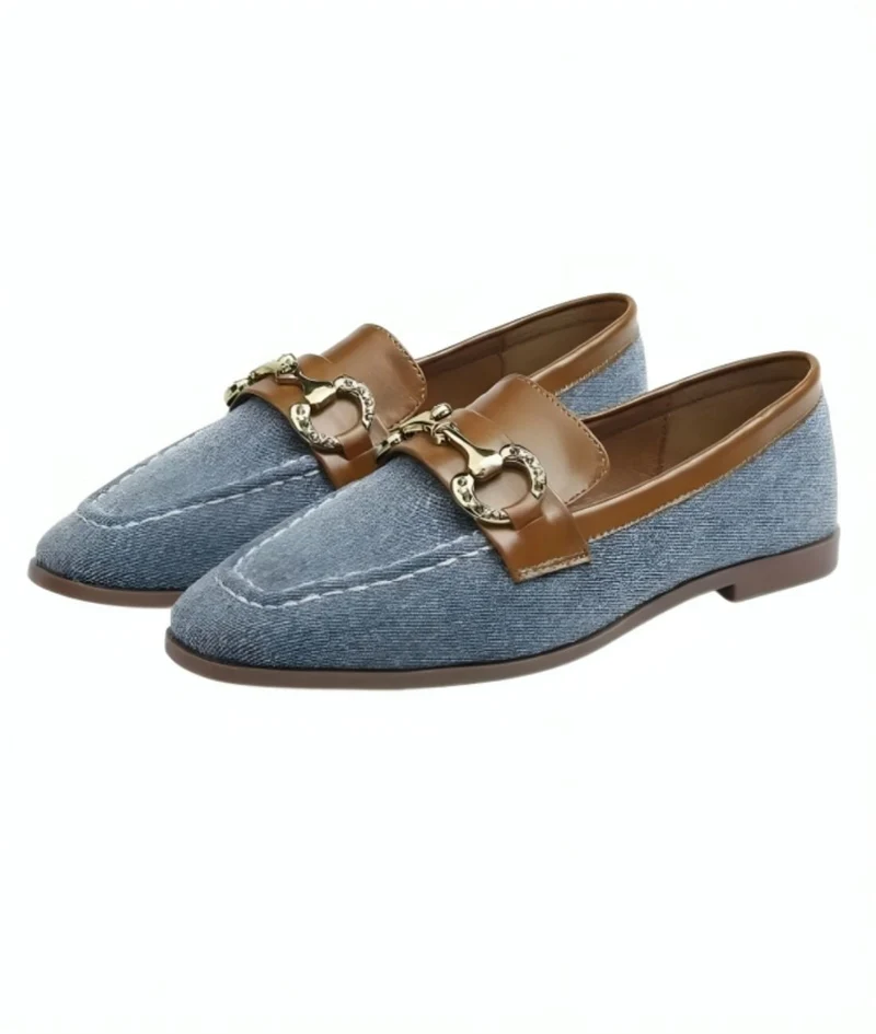 Mocassins Souples Style Bateau En Jean Bleu Pour Femme