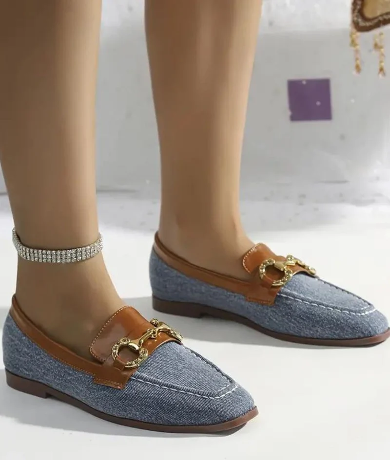 Mocassins Souples Style Bateau En Jean Bleu Pour Femme