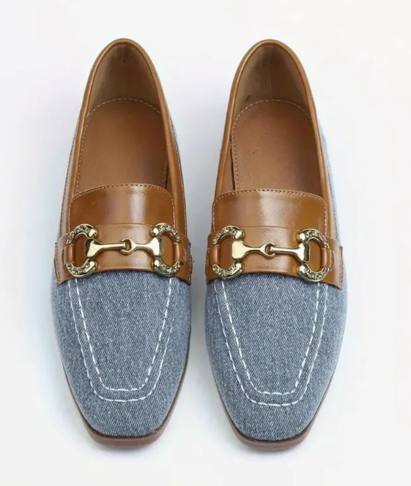 Mocassins Souples Style Bateau En Jean Bleu Pour Femme