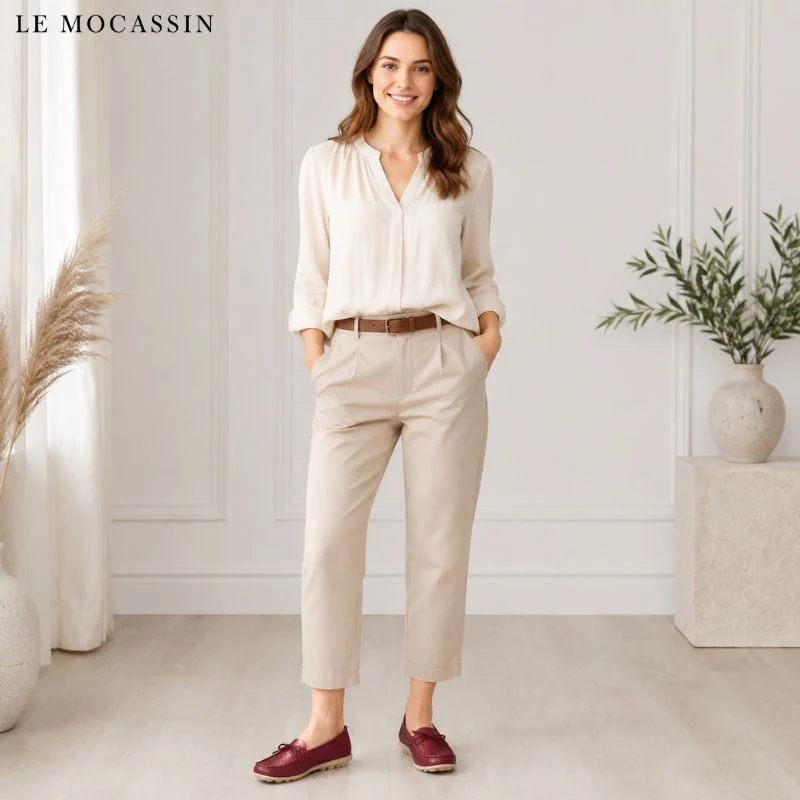 Mocassins Plats Souples Et Ajourés Avec Motifs Fleurs