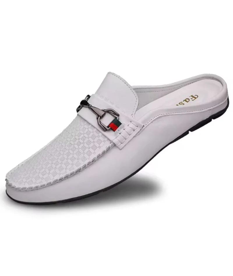 Mocassins Souples Perforés En Cuir Blanc