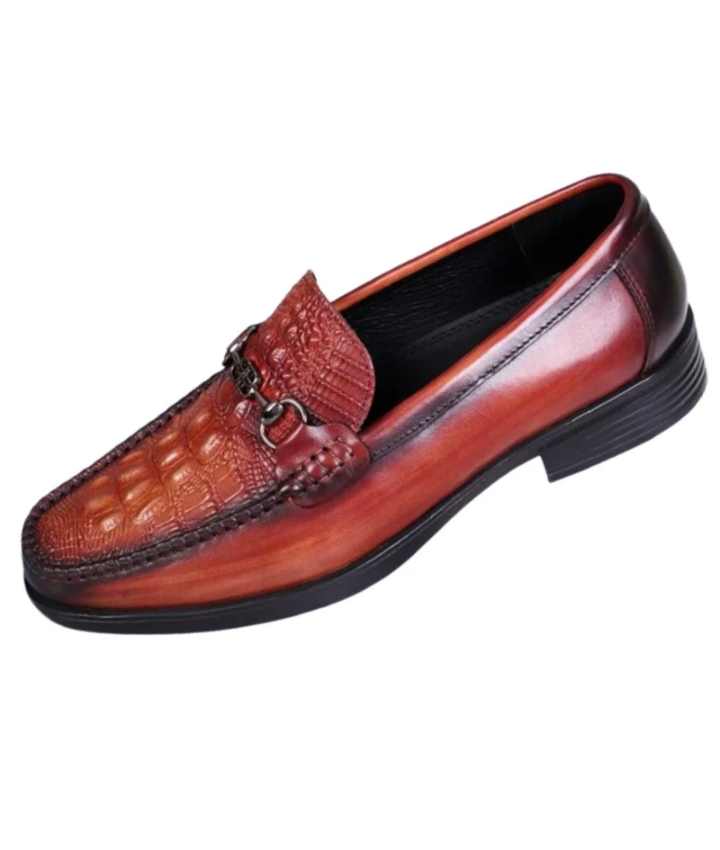 Mocassins Vernis Effet Crocodile De Luxe Pour Homme