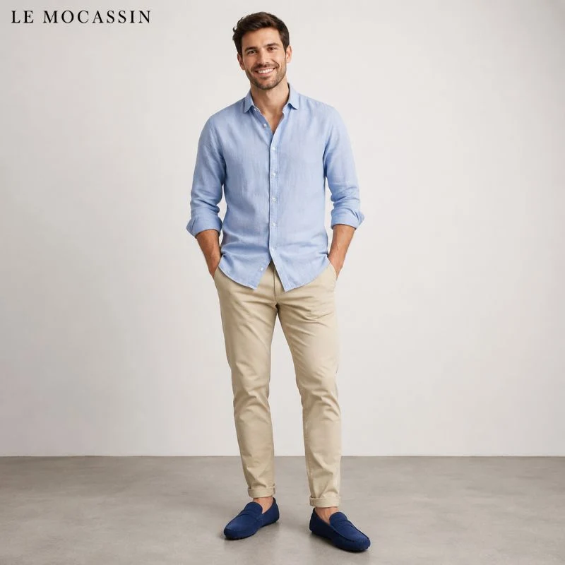Mocassins Souples En Daim Pour Hommes