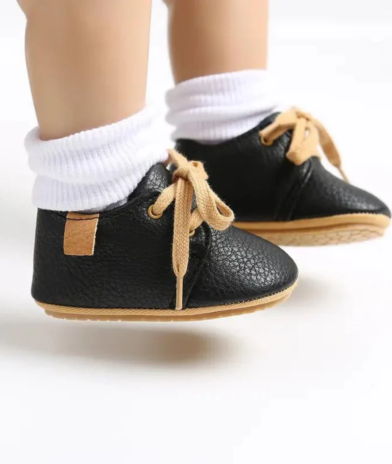 Mocassins Unis À Enfiler En Cuir Synthétique Pour Bébé