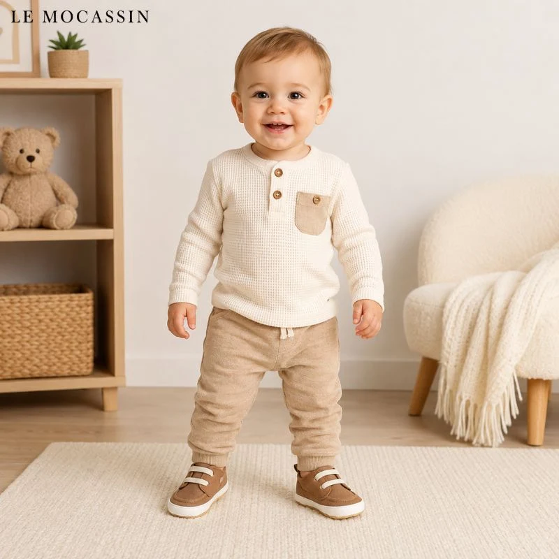 Mocassins D’été En Toile Avec Bandes De Couleur Pour Bébé Garçon